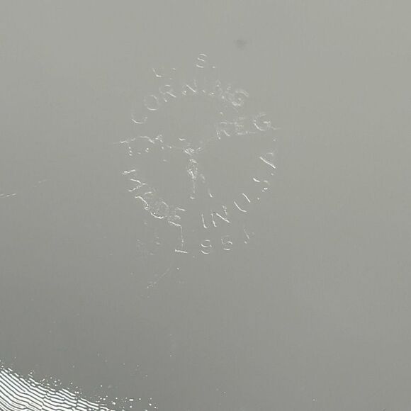 Vintage CORNING WARE   TM REG Smooth Milk Glass Serving Bowl 1951 USA 9 3/4” - Picture 4 of 6